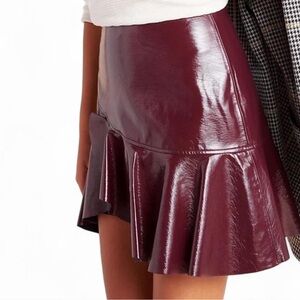 Suncoo Burgundy Faux Leather Mini Skirt